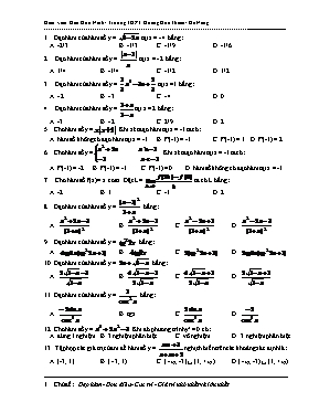 Câu hỏi trắc nghiệm Giải tích 12 - Chủ đề Đạo hàm, đơn điệu, cực trị, giá trị nhỏ nhất - Đào Hữu Ninh
